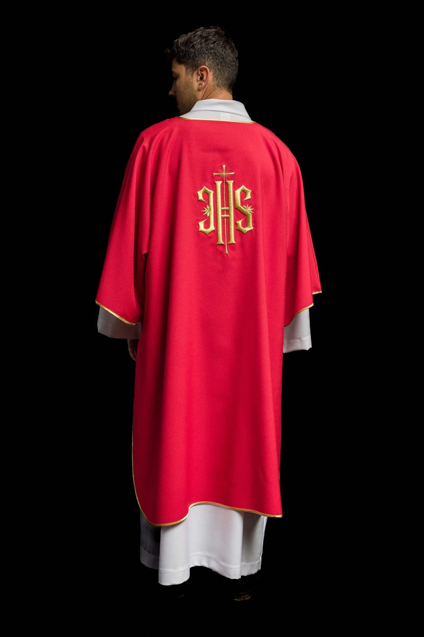 Red Dalmatic with Embroidered Gold IHS - Image 7