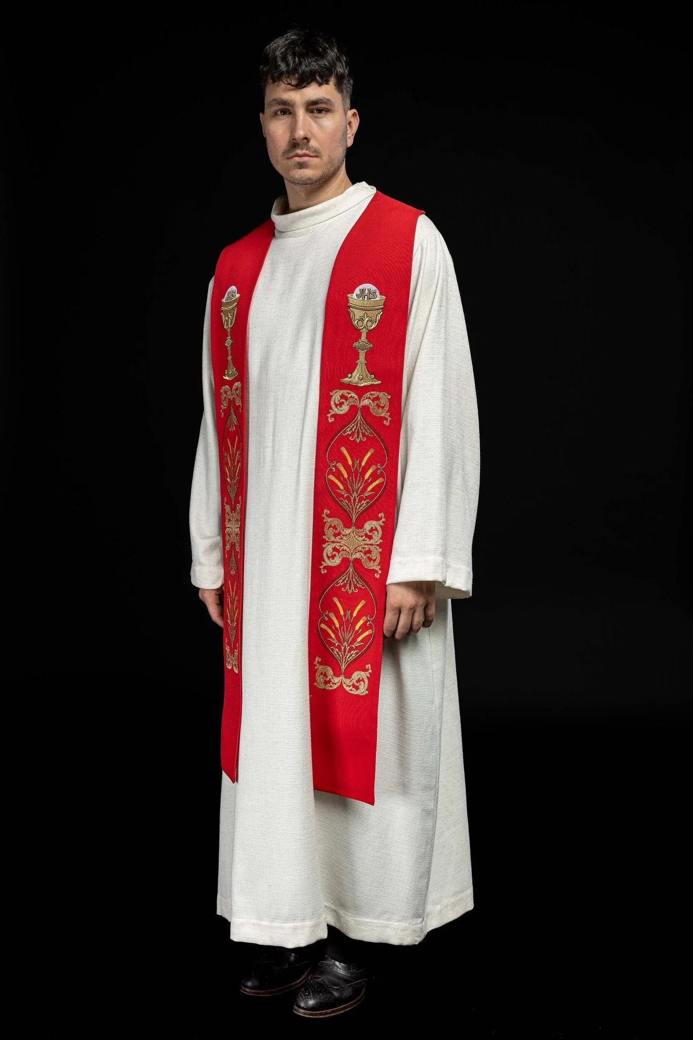 Red priestly stole with chalice IHS - Image 6