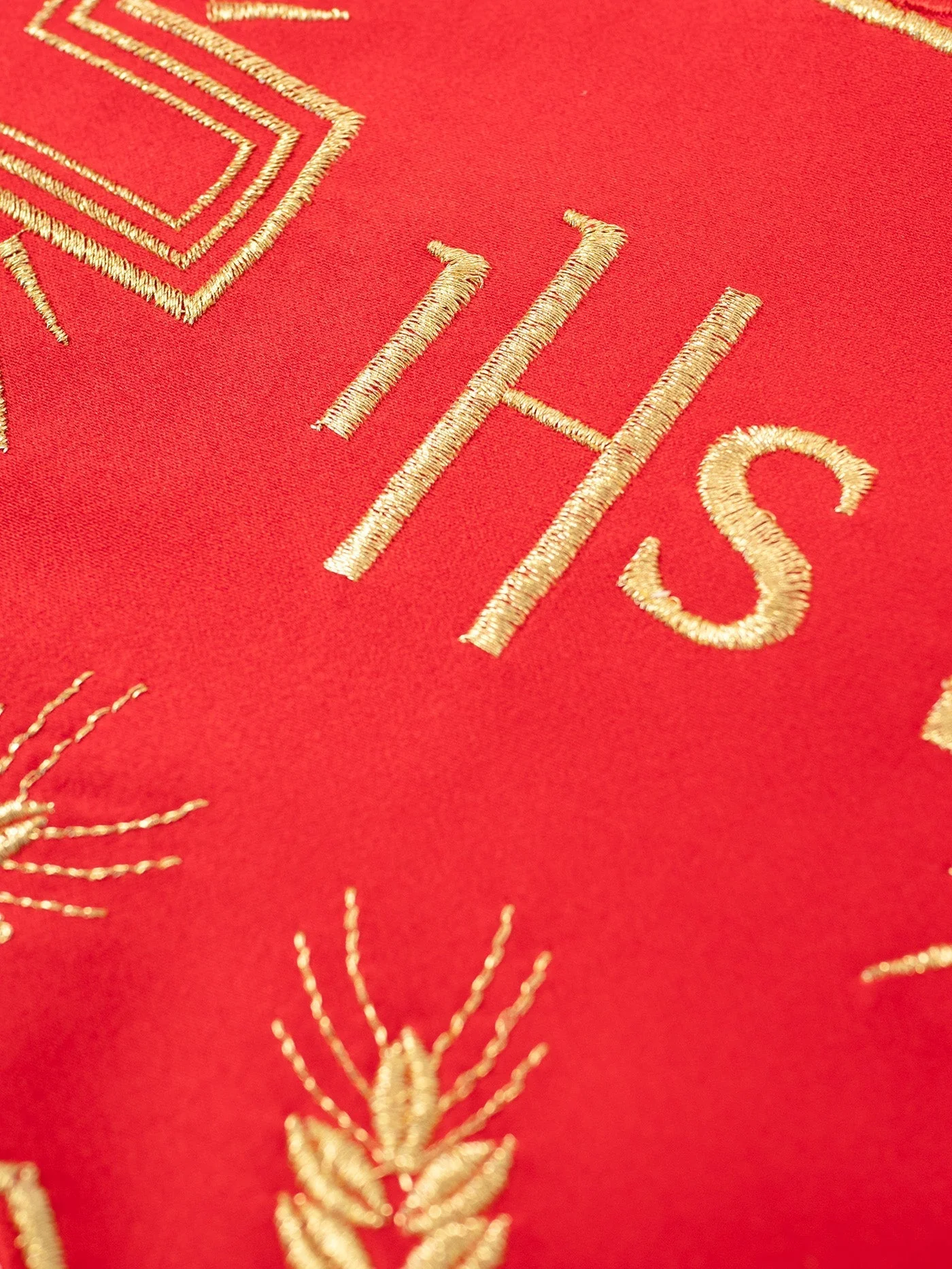 Red superfrontal with IHS and cross embroidery - Image 2