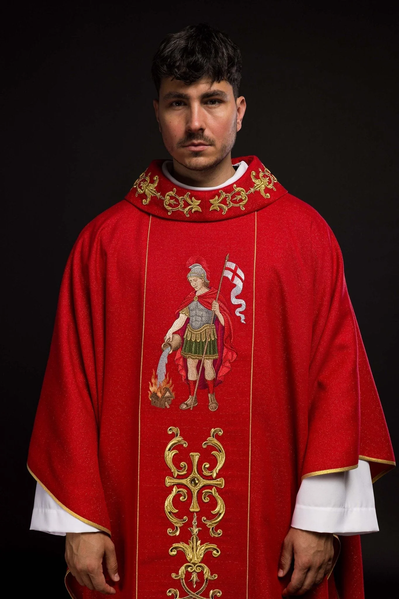 Richly embroidered chasuble with the image of Saint Florian - Image 17
