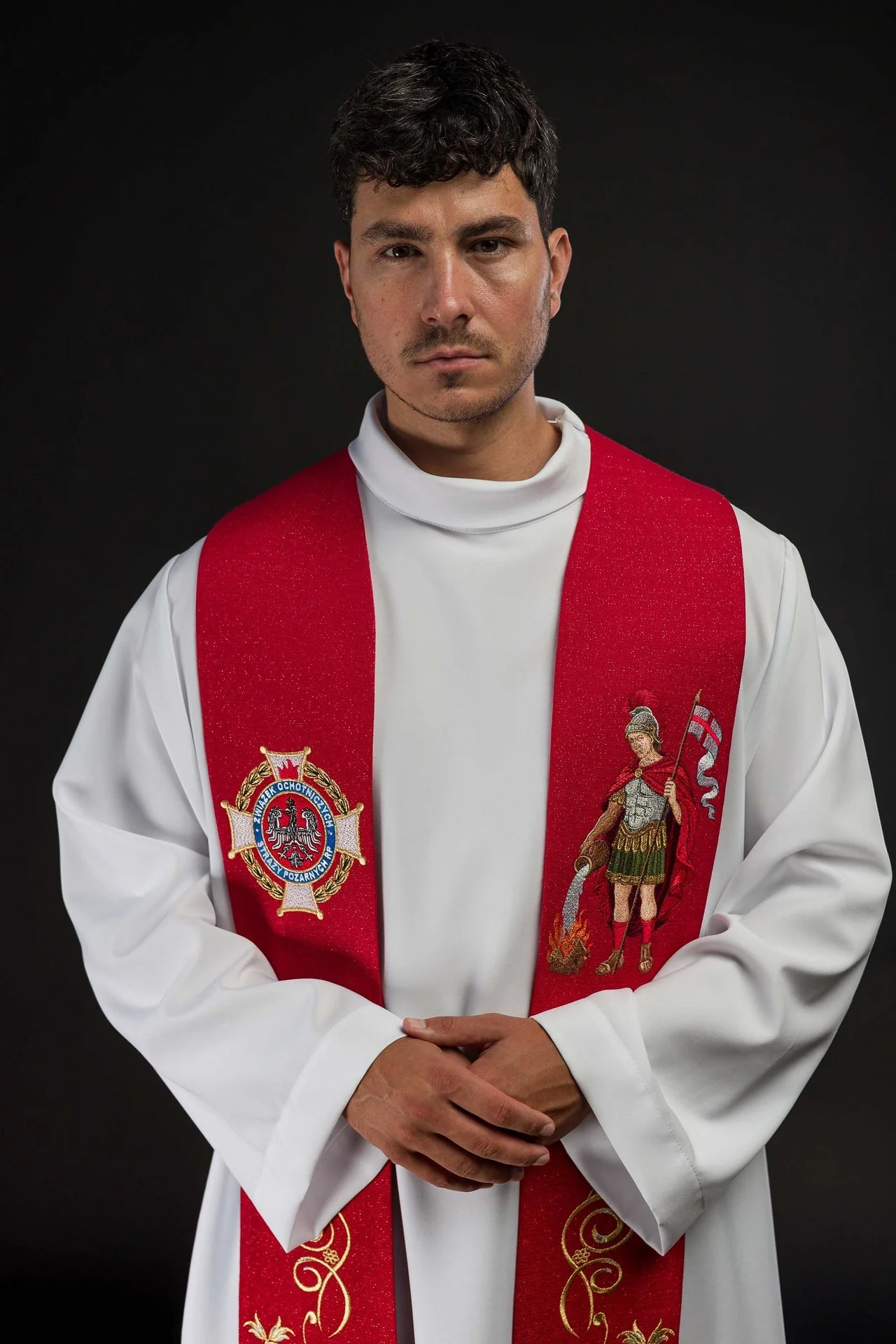 Richly Embroidered Stole with an Image of Saint Florian - Image 2