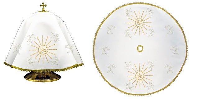 Round veil for the pyx with iHS embroidery