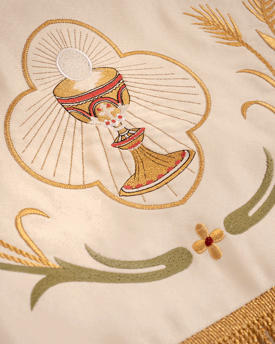 Corpus Christi Processional Canopy Ecru IHS Chalice Gold 51 x 63 in - Image 3