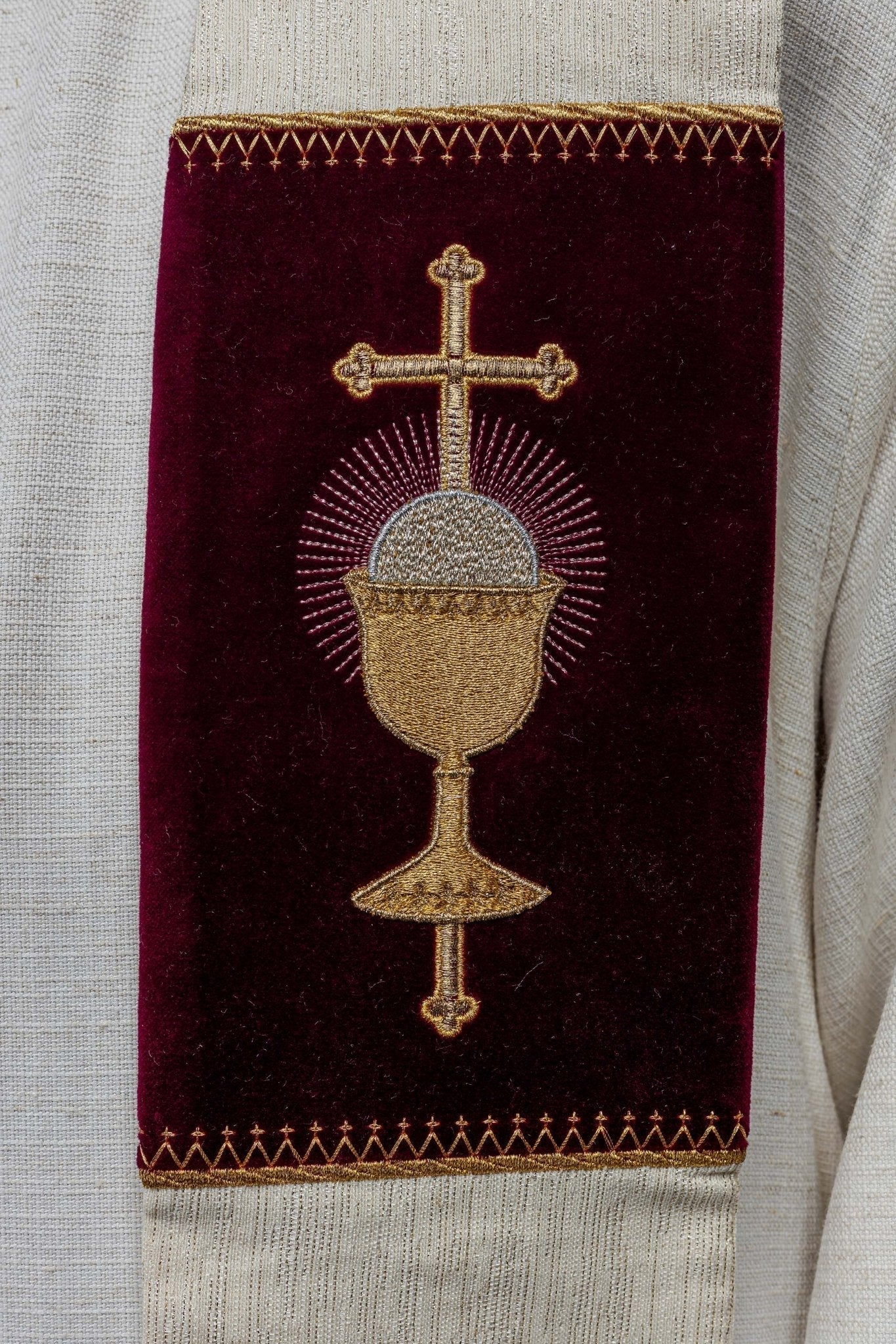 Stole with embroidered Eucharistic Chalice and PAX - Image 3