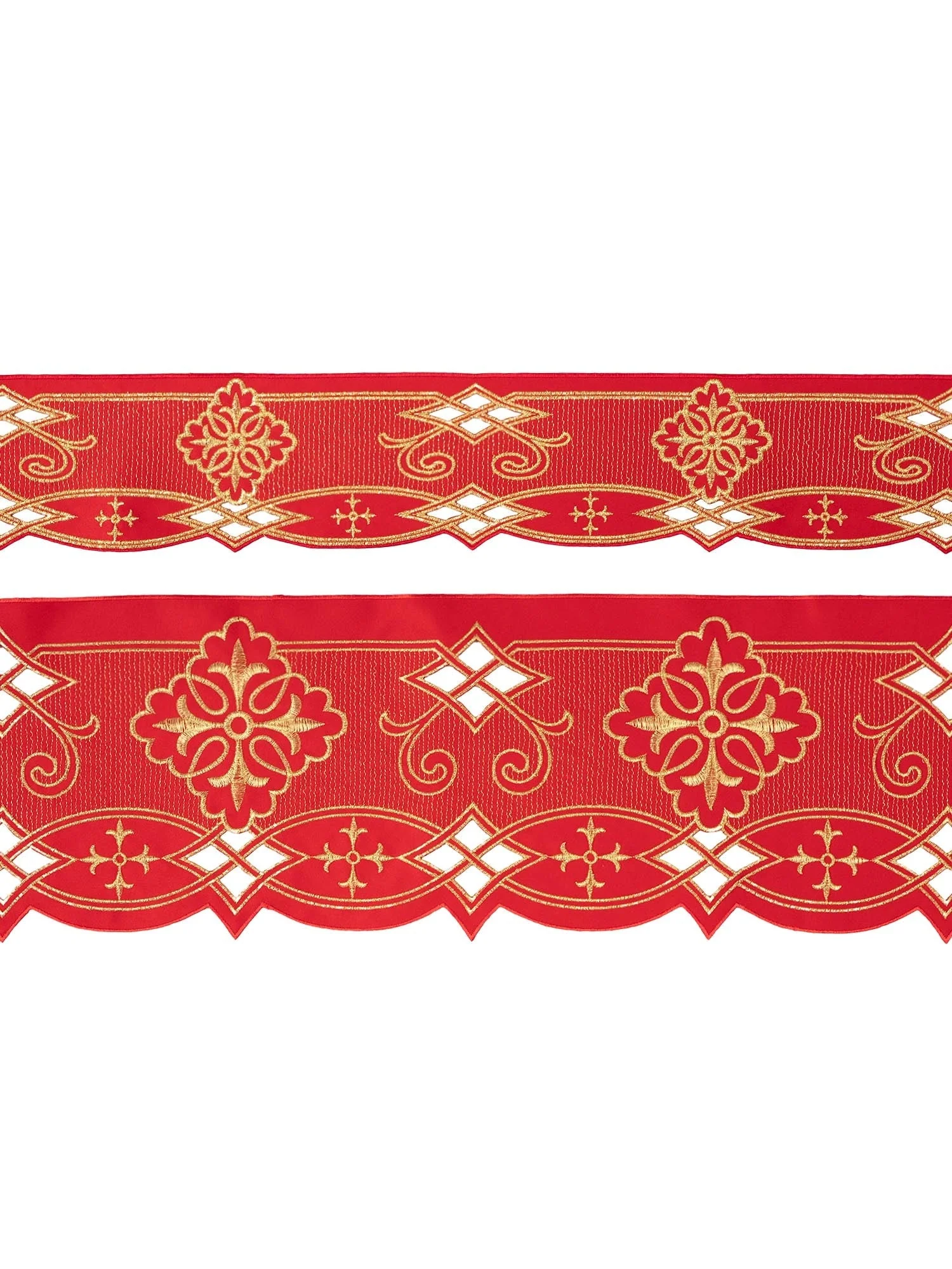 Trimmings with front embroidery Rosette in red