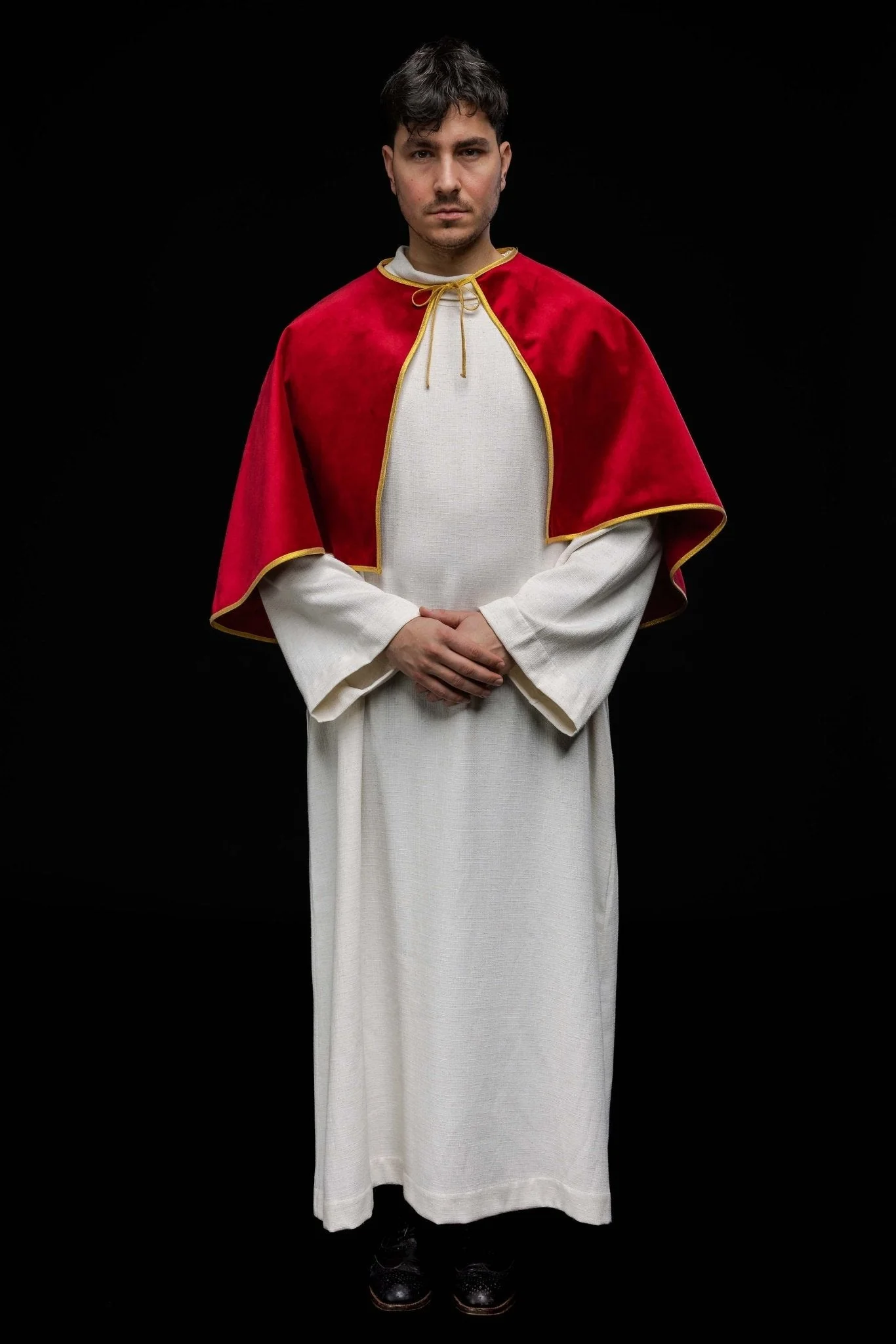 Velvet altar boy cape with ties red - Image 2