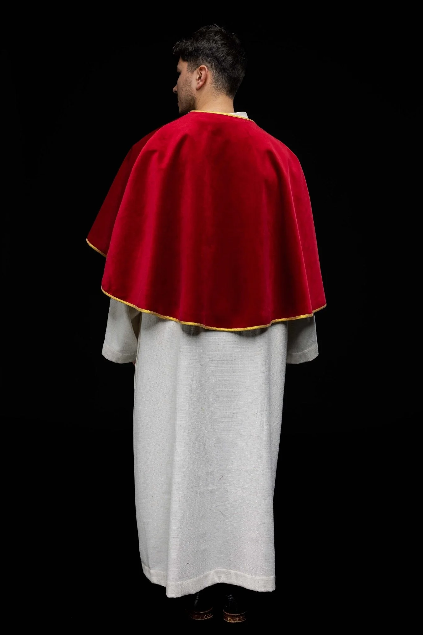 Velvet altar boy cape with ties red - Image 7
